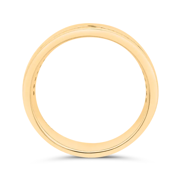 14K Yellow Gold with Round Black Diamond Men's Band Image 4 Woelk's House of Diamonds Russell, KS