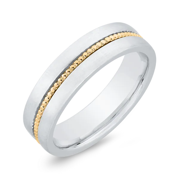 14K Two Tone Gold Men's Band Image 2 James Gattas Jewelers Memphis, TN