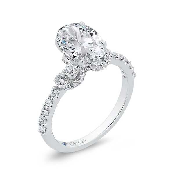 14K White Gold Oval Cut Diamond Engagement Ring (Semi-Mount) Image 2 Diamond Shop Ada, OK