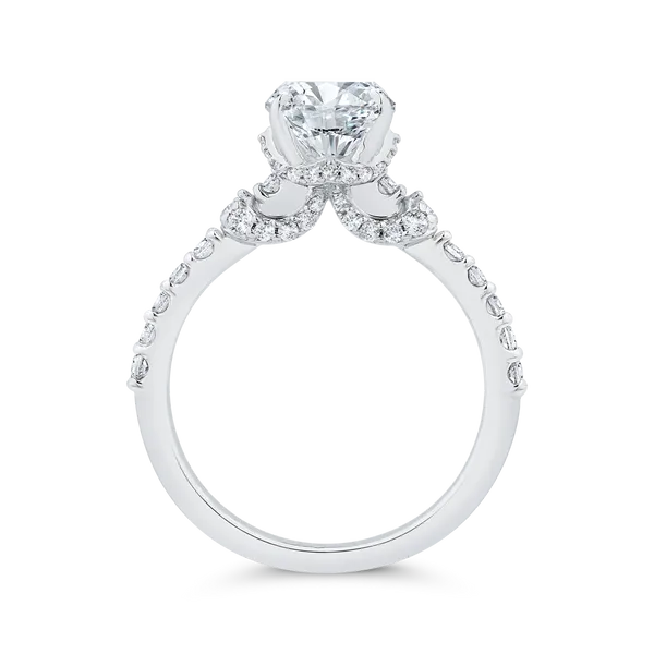 14K White Gold Oval Cut Diamond Engagement Ring (Semi-Mount) Image 4 Diamond Shop Ada, OK
