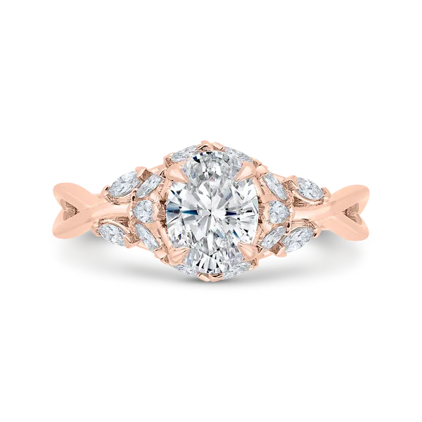 14K Rose Gold Oval Cut Diamond Engagement Ring (Semi-Mount) Alan Miller Jewelers Oregon, OH