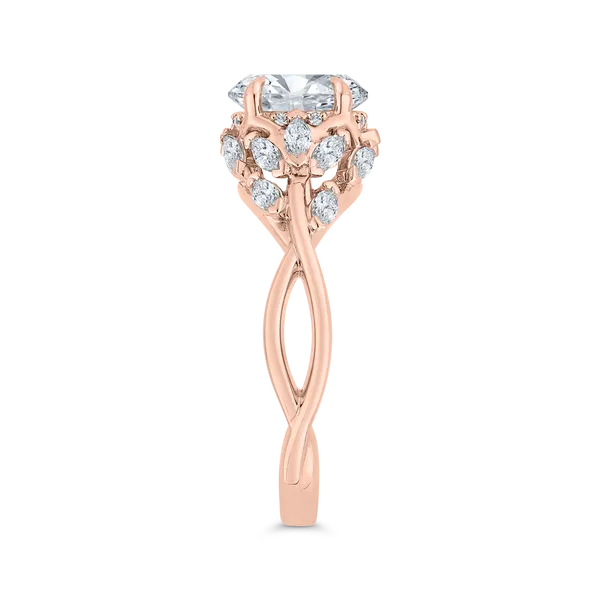 14K Rose Gold Oval Cut Diamond Engagement Ring (Semi-Mount) Image 3 Diamond Shop Ada, OK