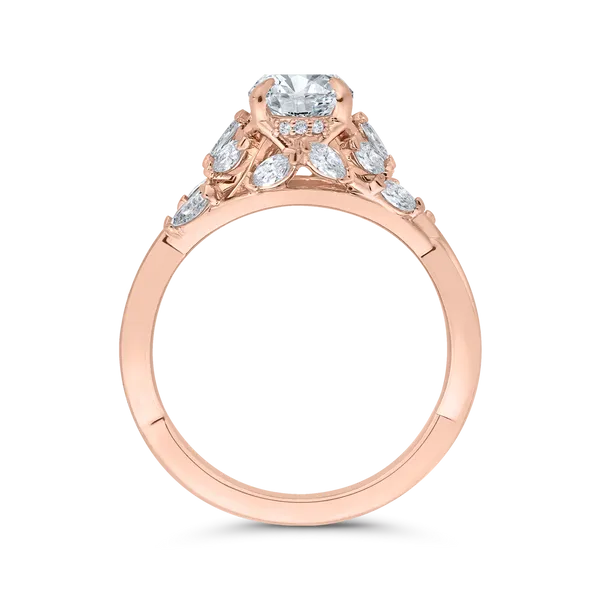 14K Rose Gold Oval Cut Diamond Engagement Ring (Semi-Mount) Image 4 Alan Miller Jewelers Oregon, OH