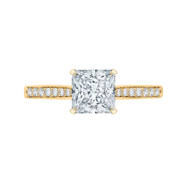 Princess Cut Diamond Solitaire with Accents Engagement Ring in 14K Yellow Gold (Semi-Mount) Diamond Shop Ada, OK