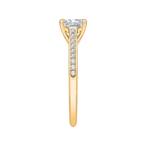 Princess Cut Diamond Solitaire with Accents Engagement Ring in 14K Yellow Gold (Semi-Mount) Image 3 Diamond Shop Ada, OK