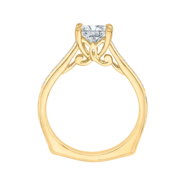 Princess Cut Diamond Solitaire with Accents Engagement Ring in 14K Yellow Gold (Semi-Mount) Image 4 Diamond Shop Ada, OK