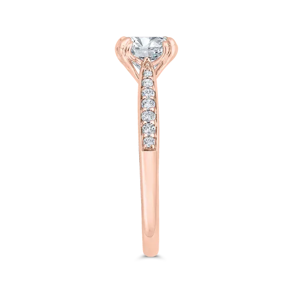 Cushion Cut Diamond Solitaire Plus Engagement Ring in 14K Rose Gold (Semi-Mount) Image 3 Alan Miller Jewelers Oregon, OH