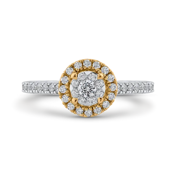 2/3 ct Round White Diamond Double Halo Fashion Ring in 10K Two Tone Gold McChristy Jewelers Columbus, NE