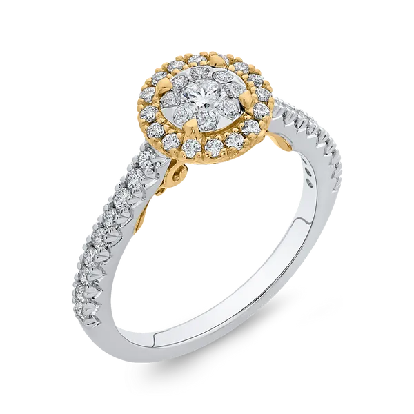 2/3 ct Round White Diamond Double Halo Fashion Ring in 10K Two Tone Gold Image 2 McChristy Jewelers Columbus, NE