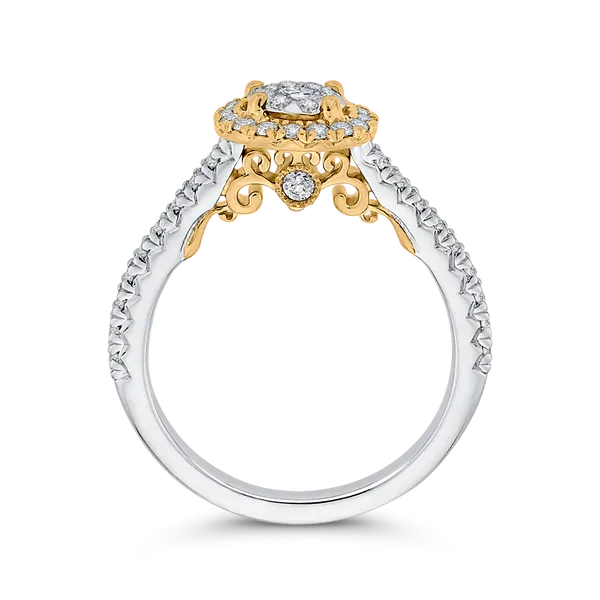 2/3 ct Round White Diamond Double Halo Fashion Ring in 10K Two Tone Gold Image 4 McChristy Jewelers Columbus, NE