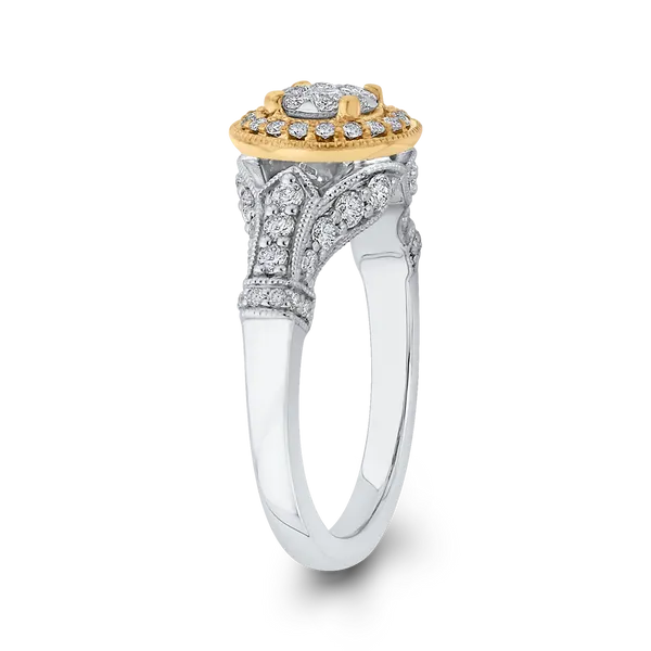 7/8 ct Round White Diamond Double Halo Fashion Ring in 10K Two Tone Gold Image 3 McChristy Jewelers Columbus, NE