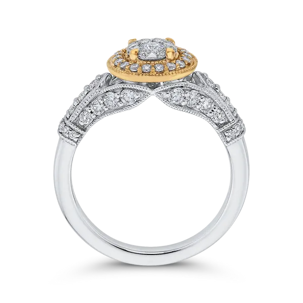 7/8 ct Round White Diamond Double Halo Fashion Ring in 10K Two Tone Gold Image 4 McChristy Jewelers Columbus, NE