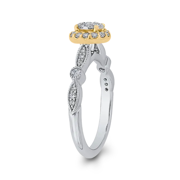 1/2 ct Round White Diamond Double Halo Fashion Ring in 10K Two Tone Gold Image 3 McChristy Jewelers Columbus, NE