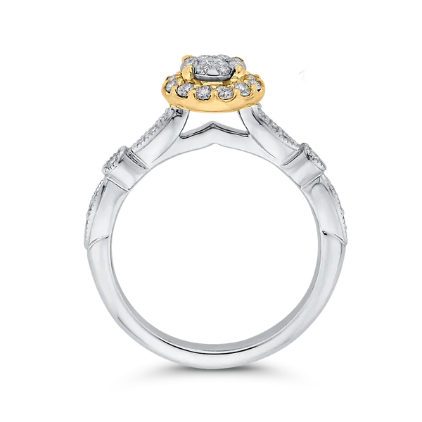 1/2 ct Round White Diamond Double Halo Fashion Ring in 10K Two Tone Gold Image 4 McChristy Jewelers Columbus, NE