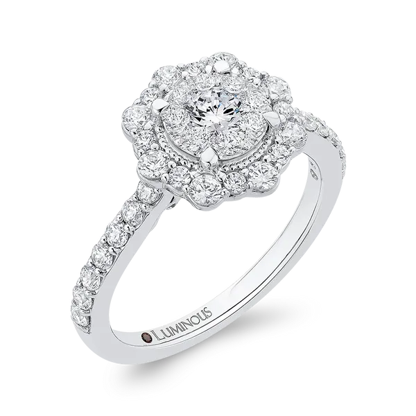 Diamond Flower Halo Engagement Ring in 14K White Gold Image 2 McChristy Jewelers Columbus, NE