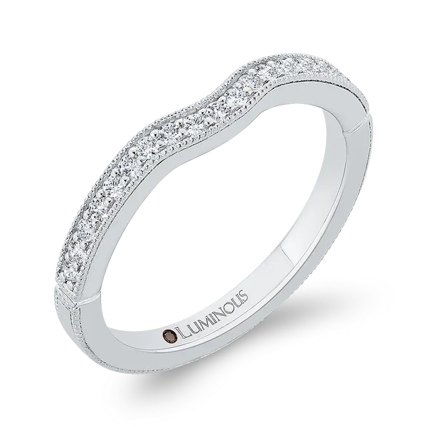 Round Half-Eternity Diamond Contour Wedding Band in 14K White Gold Image 2 McChristy Jewelers Columbus, NE
