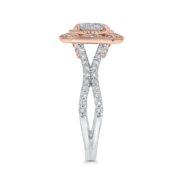 Diamond Flower Engagement Ring in 14K Two Tone Gold Image 3 McChristy Jewelers Columbus, NE