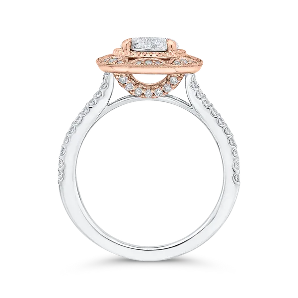 Diamond Flower Engagement Ring in 14K Two Tone Gold Image 4 McChristy Jewelers Columbus, NE