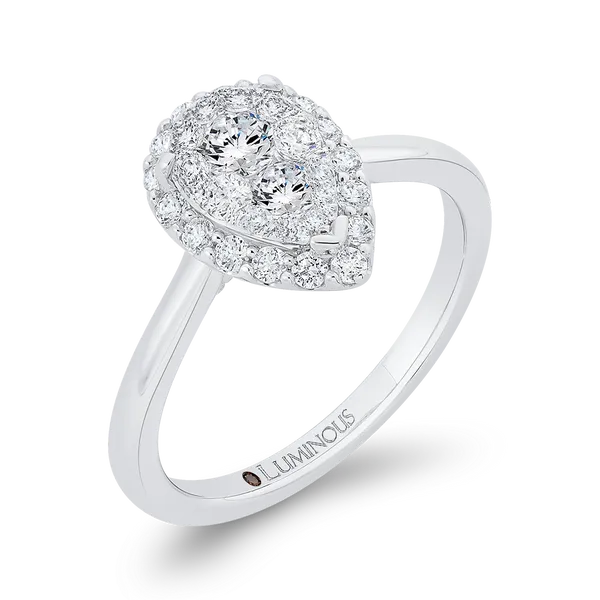 Round Diamond Pear Shape Halo Engagement Ring in 14K White Gold Image 2 McChristy Jewelers Columbus, NE