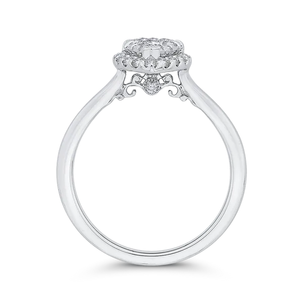 Round Diamond Pear Shape Halo Engagement Ring in 14K White Gold Image 4 McChristy Jewelers Columbus, NE