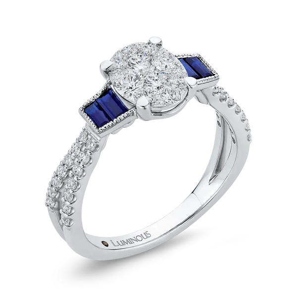 Diamond Engagement Ring with Sapphire in 14K White Gold Image 2 McChristy Jewelers Columbus, NE