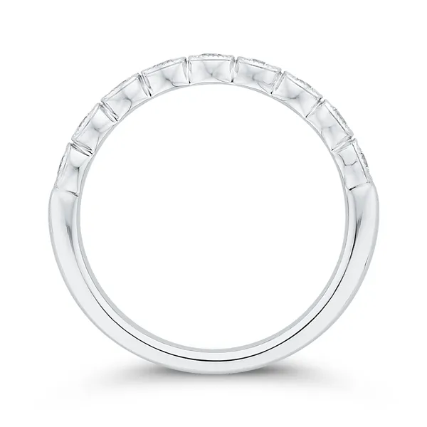 Round Bezel Set Diamond Half-Eternity Wedding Band in 14K White Gold Image 4 McChristy Jewelers Columbus, NE