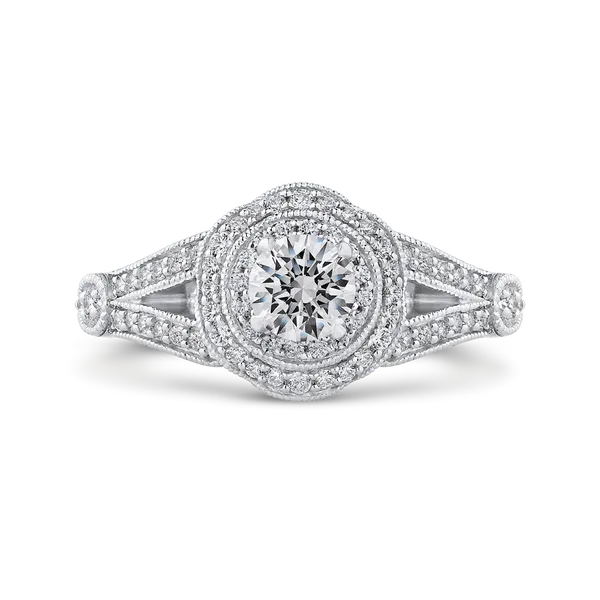 Round Double Halo Diamond Engagement Ring in 14K White Gold McChristy Jewelers Columbus, NE