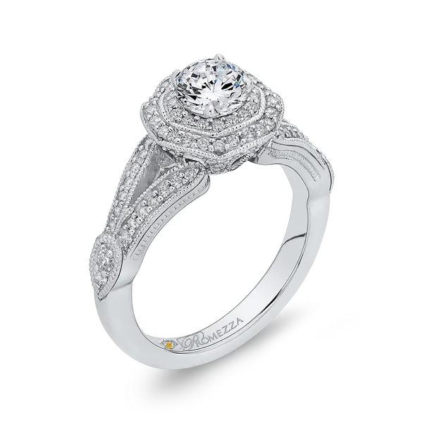 Round Double Halo Diamond Engagement Ring in 14K White Gold Image 2 McChristy Jewelers Columbus, NE