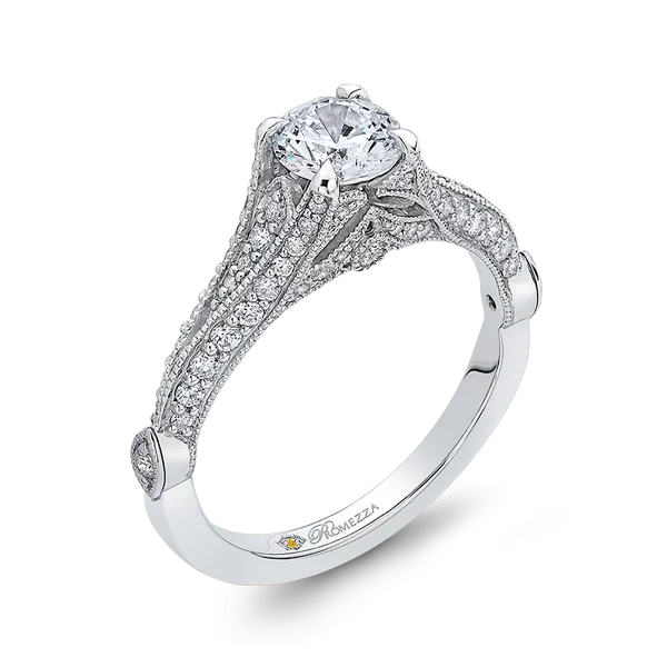 Diamond Vintage Engagement Ring in 14K White Gold Image 2 McChristy Jewelers Columbus, NE