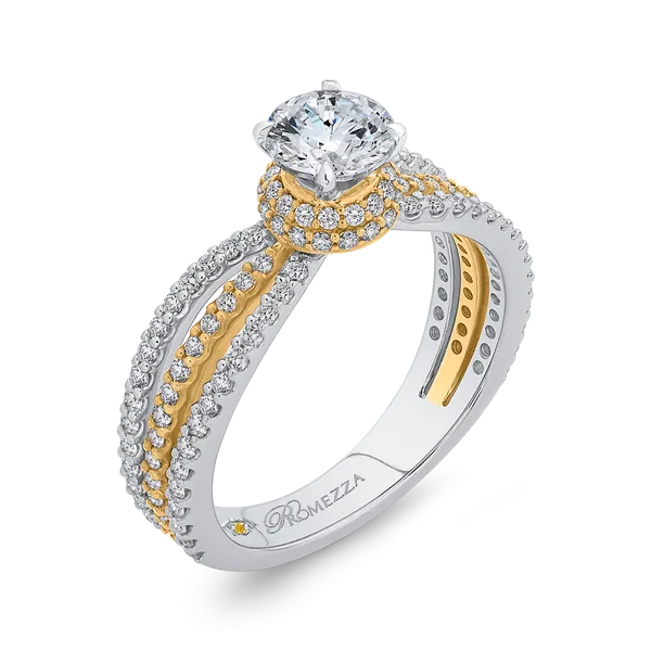 Split Shank Round Diamond Engagement Ring in 14K Two Tone Gold Image 2 McChristy Jewelers Columbus, NE