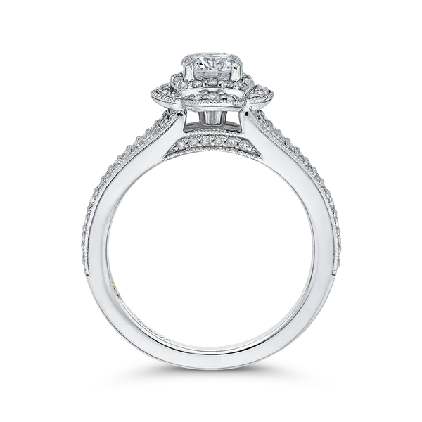 Split Shank Round Diamond Halo Engagement Ring in 14K White Gold Image 4 McChristy Jewelers Columbus, NE