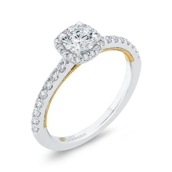 Diamond Halo Engagement Ring in 14K Two Tone Gold Image 2 Alan Miller Jewelers Oregon, OH