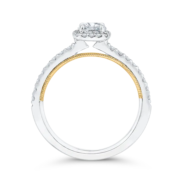 Diamond Halo Engagement Ring in 14K Two Tone Gold Image 4 Alan Miller Jewelers Oregon, OH