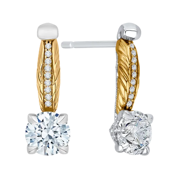 Round Diamond Fashion Semi-Mount Earring in 18K Two-Tone Gold (Semi-Mount) Image 2 McChristy Jewelers Columbus, NE
