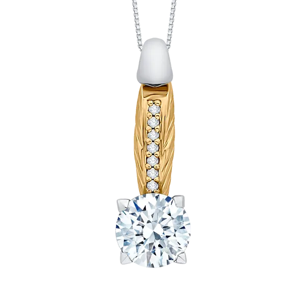 Round Diamond Fashion Pendant in 18K Two-Tone Gold (Semi-Mount) Alan Miller Jewelers Oregon, OH