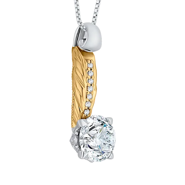 Round Diamond Fashion Pendant in 18K Two-Tone Gold (Semi-Mount) Image 2 Alan Miller Jewelers Oregon, OH