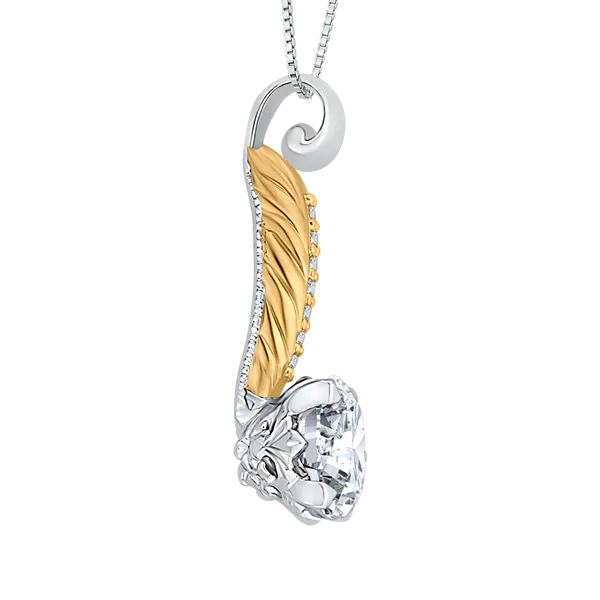 Round Diamond Fashion Pendant in 18K Two-Tone Gold (Semi-Mount) Image 3 Alan Miller Jewelers Oregon, OH