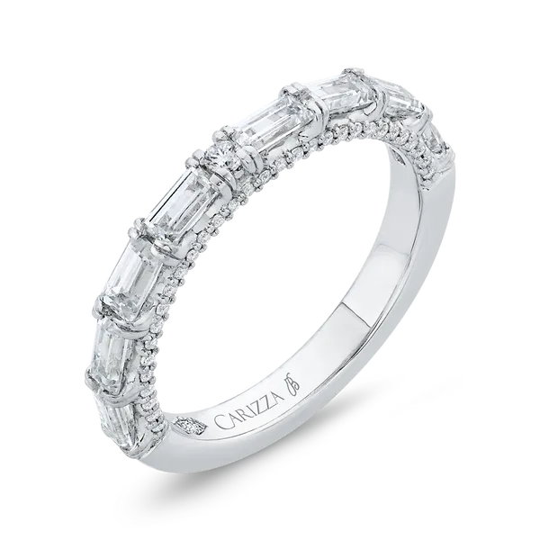 Baguette Cut & Diamond Wedding Band in 18K White Gold Image 2 James Gattas Jewelers Memphis, TN
