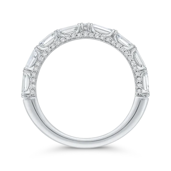 Baguette Cut & Diamond Wedding Band in 18K White Gold Image 4 James Gattas Jewelers Memphis, TN