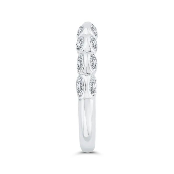 Bezel Set Diamond Wedding Band in 14K White Gold Image 3 James Gattas Jewelers Memphis, TN