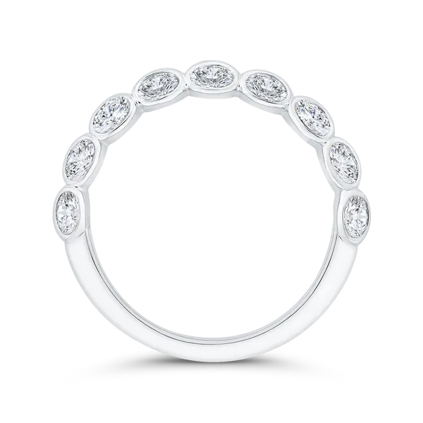 Bezel Set Diamond Wedding Band in 14K White Gold Image 4 James Gattas Jewelers Memphis, TN