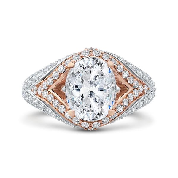 Split Shank Oval Cut Diamond Engagement Ring in 18K Two-Tone Gold (Semi-Mount) James Gattas Jewelers Memphis, TN