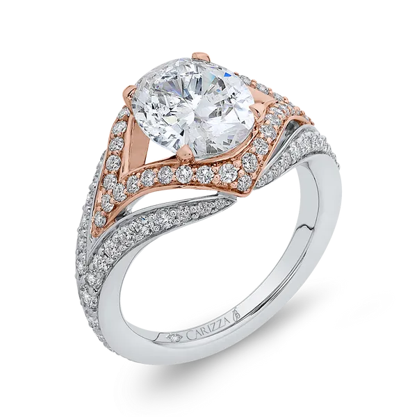 Split Shank Oval Cut Diamond Engagement Ring in 18K Two-Tone Gold (Semi-Mount) Image 2 James Gattas Jewelers Memphis, TN