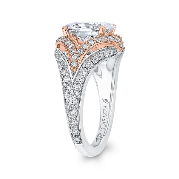 Split Shank Oval Cut Diamond Engagement Ring in 18K Two-Tone Gold (Semi-Mount) Image 3 James Gattas Jewelers Memphis, TN