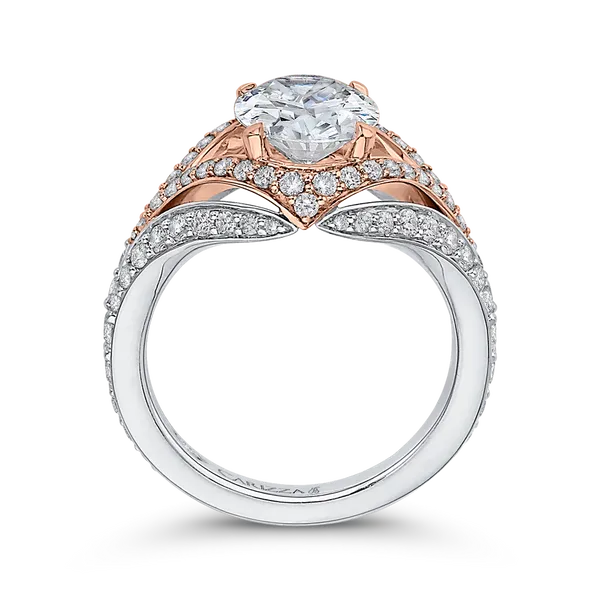 Split Shank Oval Cut Diamond Engagement Ring in 18K Two-Tone Gold (Semi-Mount) Image 4 James Gattas Jewelers Memphis, TN