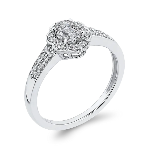 1/3 ct Round Diamond Cluster Fashion Ring In 10K White Gold in 14K White Gold Image 2 McChristy Jewelers Columbus, NE