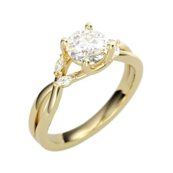 14K Yellow Gold Floral Twist Round Diamond Semi-Mount Ring Jimmy Smith Jewelers Decatur, AL