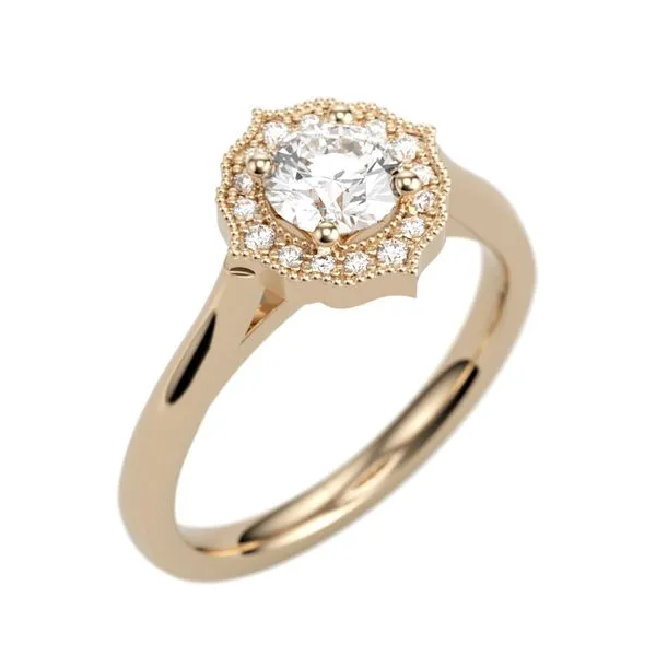 14K Rose Gold Vintage Halo Round Diamond Semi-Mount Ring Jimmy Smith Jewelers Decatur, AL