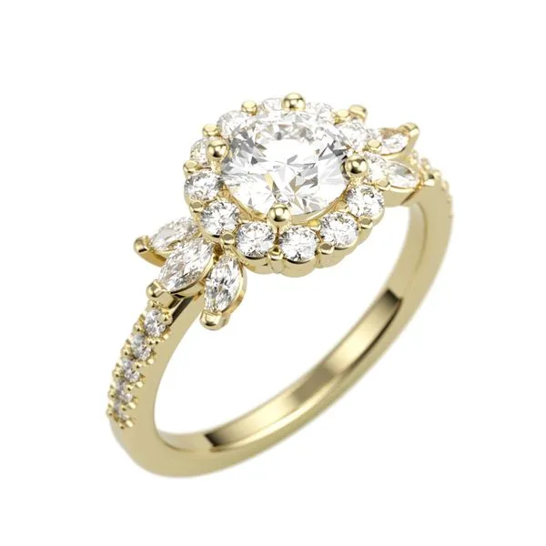 14K Yellow Gold Floral Halo Round Diamond Semi-Mount Ring Jimmy Smith Jewelers Decatur, AL