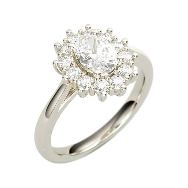 14K White Gold Halo Straight Oval Diamond Semi-Mount Ring Jimmy Smith Jewelers Decatur, AL